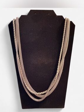 Multi-Strand Metallic Silver Necklace - Unbranded